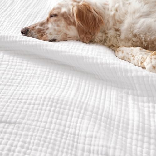 PHF 100% Cotton Muslin Blanket King Size 108"x90", 4-Layer Lightweight Gauze Throw, Breathable Cloud-Soft Minimalist Blanket for Bed, Couch, Camping & Baby, White, Ideal Gift - Image 6