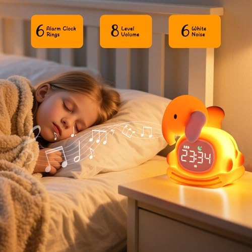 Kids Alarm Clock, Sleep Training Clock for Toddler, Rechargeable Digital Alarm Clock with RGB Lights,ok to Wake Clock for Kids,Silicone Animal Tabletop Lamp for Kid,Gift for Kids Teens - Image 6