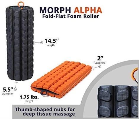Brazyn Morph Bravo Foam Roller Bundle for Home, Gym, Office, Travel, Athletes | Collapsible & Lightweight Roller for Trigger Point Massage & Mobility Stretching Strap | Multi-Functional 12-Loop Strap - Image 2