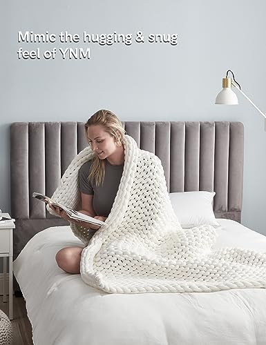 YnM Chunky Throw Blanket, Medium-Weight, Hand Knitted, Skin Friendly, Ventilated and Breathable, Machine Washable, Home Décor Piece for Couch, Sofa and Bed (White, 50x70 Inch) - Image 3