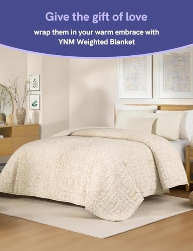 YnM 12lbs Weighted Blanket for Adults, Linen Heavy Bed Throw Blanket with Cooling Glass Beads for All Season Use, Ideal for ~110lbs (48x72 Inches, Twin/Full, Campanula) - Image 4