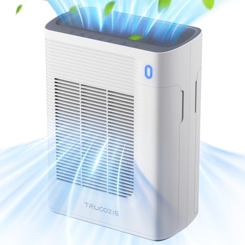 Trucozie T356 Air Purifier for Home Large Room Bedroom Up to 1937 Ft² in 1 Hr With Double-sided Air Inlet, Air Quality and Light Sensors, HEPA Sleep Mode for Allergies, Dust, Smoke, Pet Hair, White by TrucozieHome