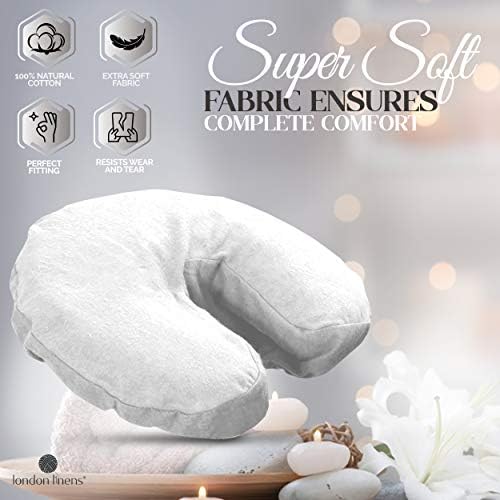 London Linens Pack of 4, Premium Extra Thick 100% Cotton Flannel Massage Tables Face Cradle Covers Cozies Fitted - Includes 4 pcs (White) - Image 2