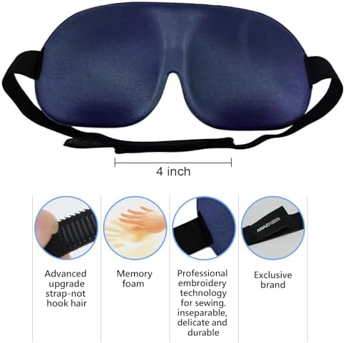 Sleep Mask Invisible Alar Deep Orbit 3D Eye Mask Ultra Lightweight & Comfortable Sleeping Mask for Travel, Nap, Shift Works,XL Deep Blue - Image 5