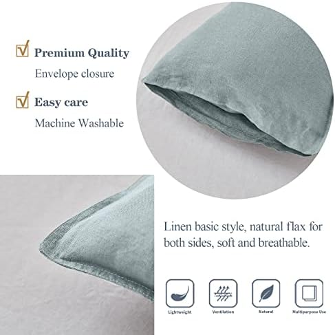 Simple&Opulence 100% Linen Lumbar Pillow Cover 12 x 20 Inches Set of 2 Rectangular Decorative Throw Cushion Cover for Couch Sofa Bed Living Room Office Soft Breathable Farmhouse - Dusty Blue - Image 3