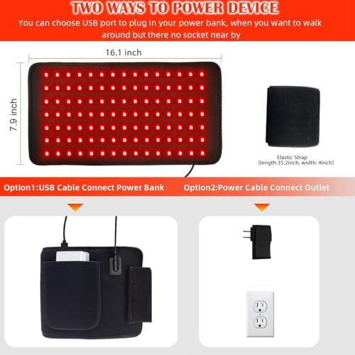 bonodave Red Light Therapy Pad for Body Back Knee Shoulder Hands Feet 660nm 850nm Home Use 3 Chips in 1 Infrared Wrap Belt Gift for Women Men (Corded) - Image 4