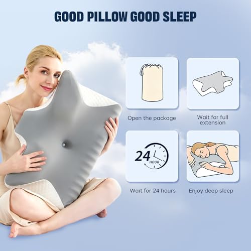 Cervical Neck Pillow for Pain Relief,Ergonomic Contour Memory Foam Pillows,Orthopedic Bed Pillow for Side Back Stomach Sleeper,Includes an Extra Pillowcase - Image 7