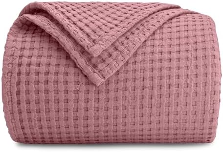Comfy Cubs 100% Cotton Waffle Weave Throw Blanket Breathable Skin-Friendly Soft Lightweight Blankets - Perfect Warm Textured Blanket Layer - Size for Couch Bed & Sofa (Mauve, 50" X 60") by ComfyCubs
