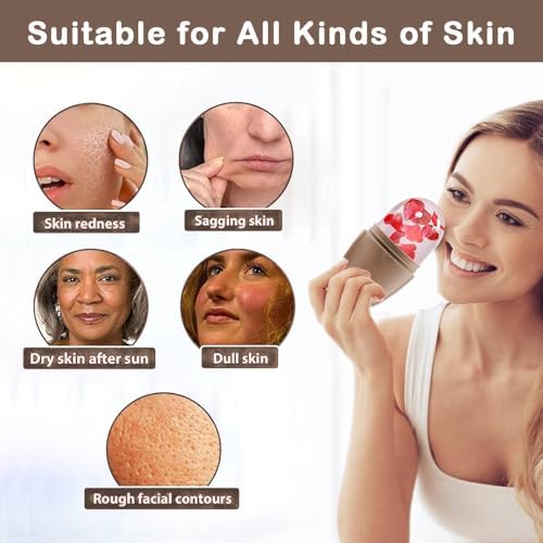 XHJRI Ice Face Roller Massager,Ice Cube Roller for Face, Eyes and Neck Naturally Conditioning and Skin Care,De-Puff Eye Bags,Reduce Migraine Pain,Reusable Massage Silicone Ice Mold (New Coffee) - Image 3