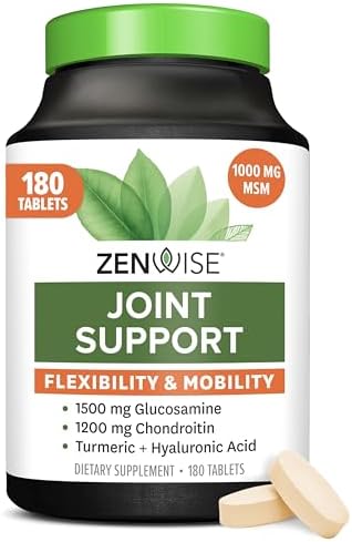 Zenwise Health Joint Support Supplement with Glucosamine Chondroitin MSM, Curcumin & Sulfate - Joint Health for Women & Men - Mobility & Flexibility Support for Knee, Cartilage & Bone - 180 Count by ZenwiseHealth%C2%AE