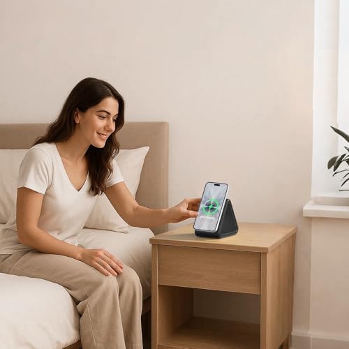 Housbay Sound Machine with Magnetic Wireless Charger for iPhone, 2-in-1 Design for Clutter-Free Nightstand, Dual-Speaker Stereo Sound for Sleeping - Black - Image 6