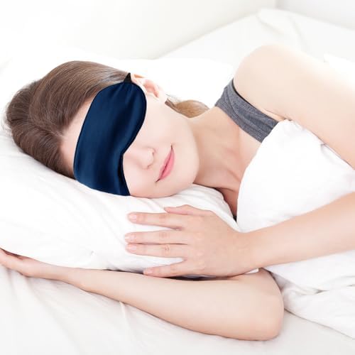 2 PCS Navy Satin Sleep Masks, Adjustable Silk Eye Mask for Sleeping, Blind Folds Soft Breathable Blindfold for Adults Couples Play Party Games Airplane Travel Essentials Eye Covers Patches Night Mask - Image 3