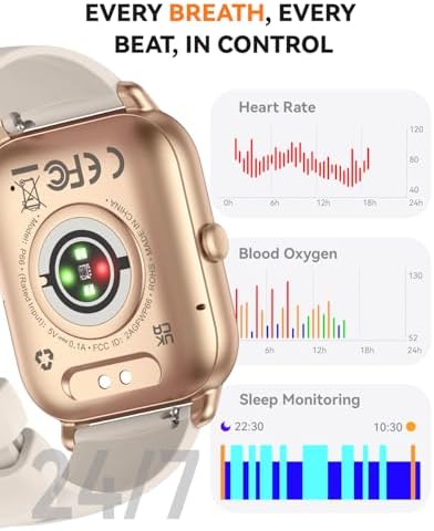 Smart Watches for Men Women, Fitness Tracker with Activity Counter/Sleep Monitor, IP68 Waterproof Smart Watch for Android iPhone iOS Compatible (Champagne Gold, 1.83) - Image 4