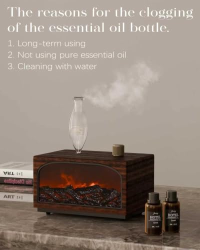 Waterless Oil Diffuser, Fireplace Flame Model, 3 Color Light with Bulb - Image 6