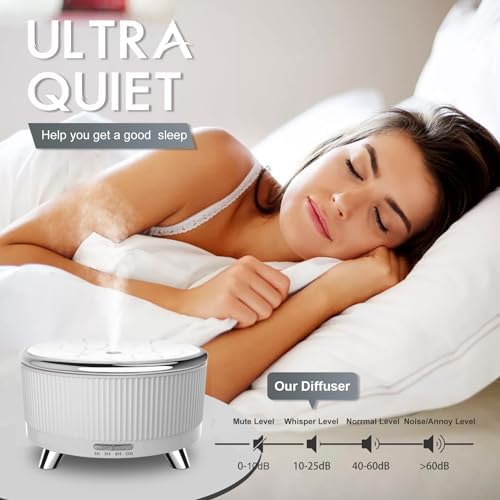Diffusers for Essential Oils Large Room, Aromatherapy Diffuser with Remote Control,7 Colors Lights 3 Mist Mode for Women Office Home White Sliver - Image 4