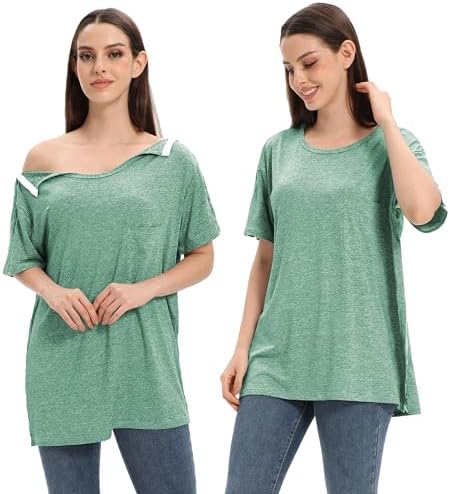 Women Shoulder Surgery Shirts for Women Tear Away Post Surgery Shirt for Men Full Snap Access Recovery Clothing - Image 2