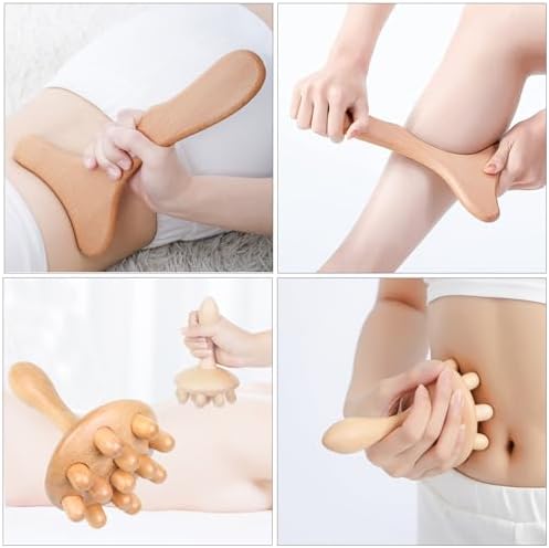 Komogir Wood Therapy Massage Tools 5-in-1 Lymphatic Drainage Massager Maderoterapia Kit Wooden Massager Body Sculpting Tools for Muscle Pain Relief, Anti-Cellulite, Body Contouring and Shaping - Image 5