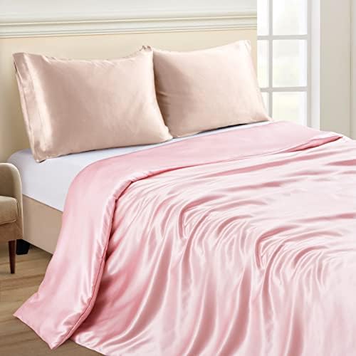 NSGZ Satin Duvet Cover for Weighted Blanket, 60x80, 8 Ties, Pink - Image 2