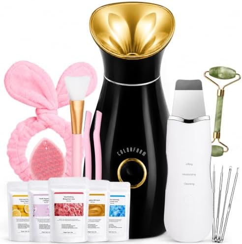 Colorfarm Facial Steamer Spa Kit with 17 Skin Care Tools for Home Spa by Colorfarm