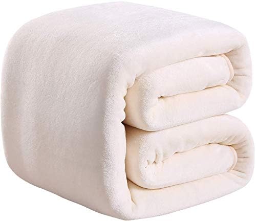 Richave 350GSM Fleece Blankets Queen Size for The Bed Warm Sofa Blanket 90" x 90"(Ivory Queen) by RICHAVE