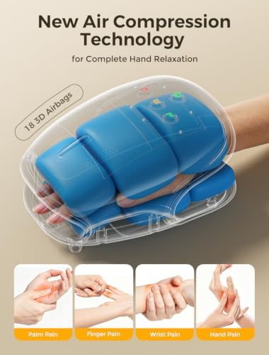 Estefanlo Hand Massager with Heat and Compression, Cordless Hand Massager for Arthritis Pain Relief, 3 Modes Air Compression Finger Massage Device, 2 Heat Levels, Washable Silicone Liner, Black - Image 4