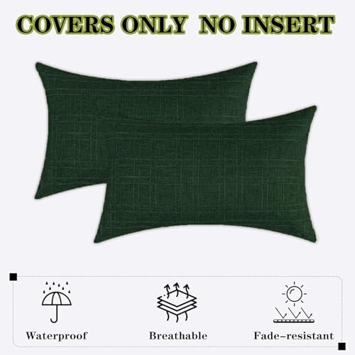 Kevin Textile Outdoor Waterproof 14”x24” Pillow Covers 2 Pack, Army Green - Image 7