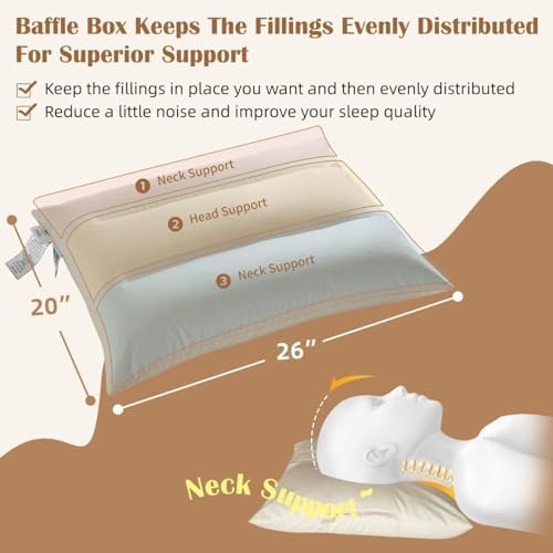 Buckwheat Pillow with Baffle Box- Adjustable Height Reduce Neck Pain - Image 2