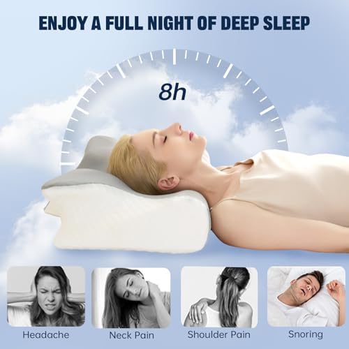 Cervical Neck Pillow for Pain Relief,Ergonomic Contour Memory Foam Pillows,Orthopedic Bed Pillow for Side Back Stomach Sleeper,Includes an Extra Pillowcase - Image 2