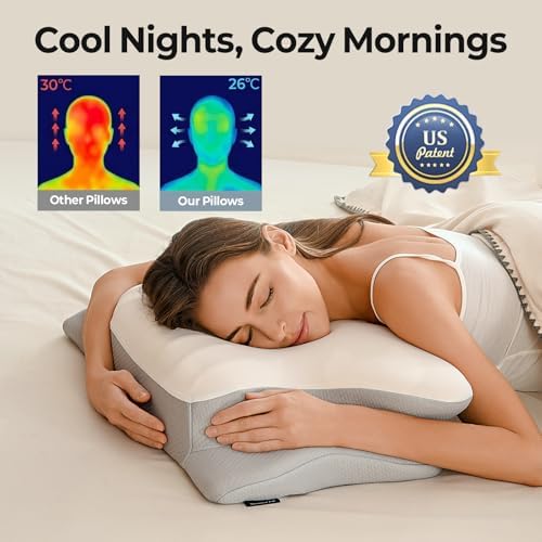 Ylekto Cervical Neck Pillow for Pain Relief - Contour Memory Foam Pillows for Sleeping, Ergonomic Pillow Side Sleeper Pillow for Neck Support, Bed Pillow for Side Back Stomach Sleepers(Grey) - Image 3