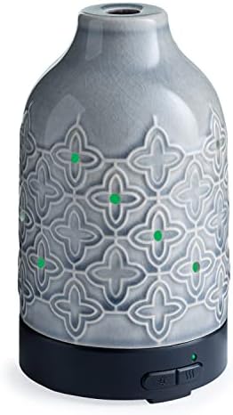 Airome Jasmine Medium Essential Oil Diffuser|100 mL Humidifying Ultrasonic Aromatherapy Diffuser 8 Colorful LED Lights, Intermittent & Continual Mist, Auto Shut-Off by Airom%C3%A9