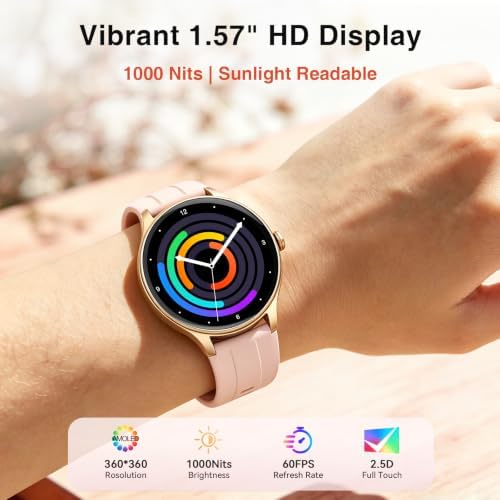 Fitpolo Smart Watch for Women Android & iPhone (2 Bands Sakura Pink) - Image 2