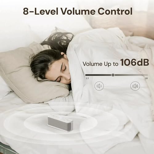 Raynic White Noise Machine, 42 Soothing Sounds Noise Machine, Rechargeable Battery Sound Machine with 8 Volumes, 5 Timers, Type-C Port, Headphone Jack for Baby, Adult, Home, Travel, Office - Image 6