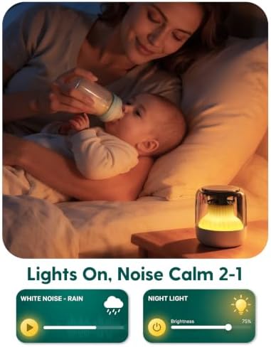Babelio Pocket Glow White Noise Sound Machine - Upgraded 7 Color Night Lights, 20 Non-Looping Sounds, Timer & Memory Function, Portable for Adults & Babies, Black - Image 2