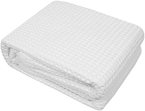Sweet Home Collection 100% Fine Cotton Blanket Luxurious Weave Stylish Design Soft and Comfortable All Season Warmth, King, Waffle Weave White - Image 2