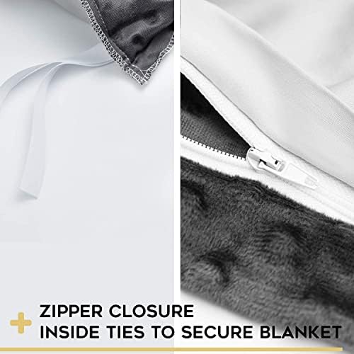 YnM Exclusive Cooling Rayon & Cozy Velvet Dual-Sided Cover for Weighted Blanket (48''x72'') - Light Grey - Image 3