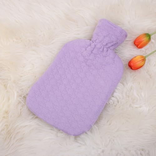 Fashy Hot Water Bottle with Quilted Cotton Purple Cover (2L, 67oz) – Made in Germany - Image 2