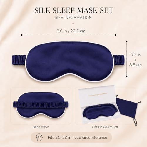 Silk Sleep Mask Light Blocking Luxury 100% Mulberry 19mm Silk Eye Mask Eye Cover Blindfold Ultra Soft Light & Comfy Anti Aging Skin Care with Travel Bag Gift Package - Image 3
