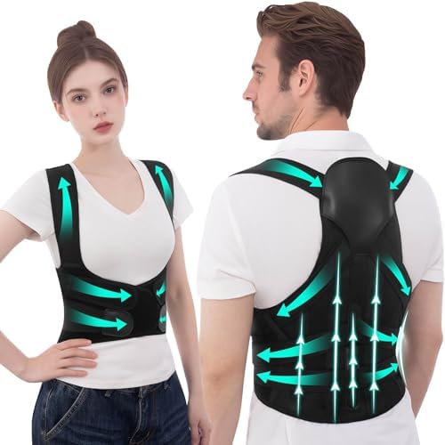 Back Brace Posture Corrector for Women and Men Upgraded Dynamic Traction Correction System Adjustable Shoulder Support Straightener Helps Reduce Upper Lower Back Pain Suitable for Hump Scoliosis Black Large by YCCTVAR