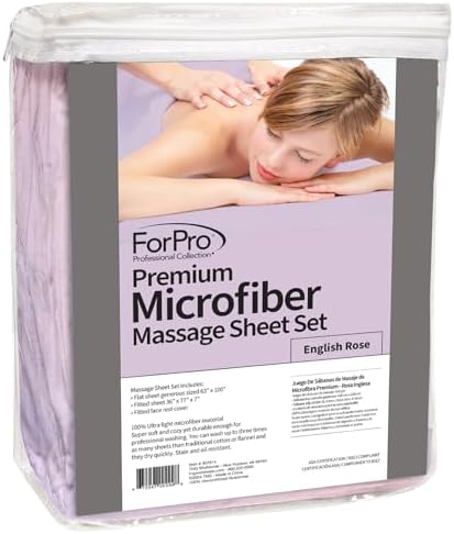ForPro Premium Microfiber 3-Piece Massage Sheet Set, English Rose - Image 5