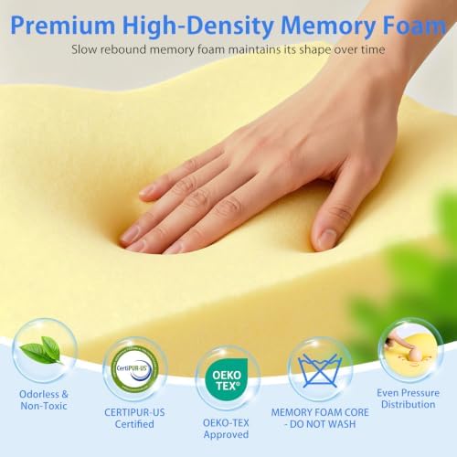 Ergonomic Cervical Pillow for Neck Pain, Dual-Height Memory Foam for Side/Back Sleepers 3.5/4.7in, Cooling Gel Orthopedic Bed Pillow with Washable Cover, 22.8x15in Grey/White - Image 6