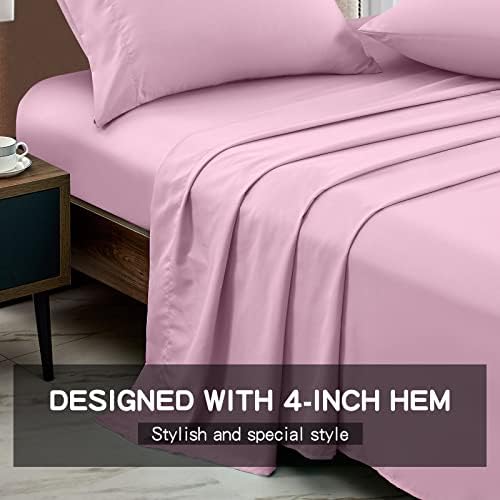 FreshCulture King Flat Sheet - Hotel Quality King Flat Sheet Only - Brushed Microfiber Top Sheet - Ultra Soft & Breathable - Wrinkle-Free - Easy Care - Single Flat Sheet (King, Dusty Pink) - Image 2