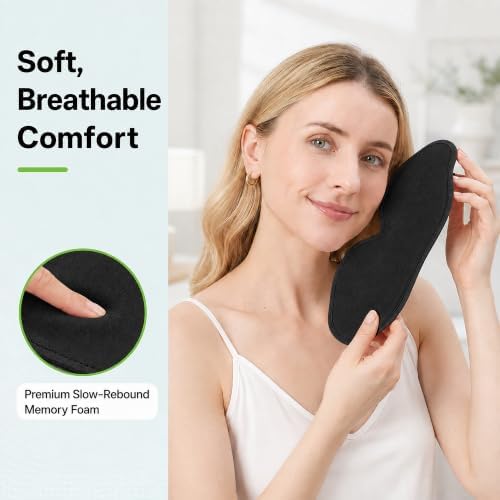 100% Blackout Adjustable Eye Mask Moisture Goggles – Soft & Comfortable Reusable 3D Sleeping Mask – Ideal for Travel (Pure Black) - Image 3