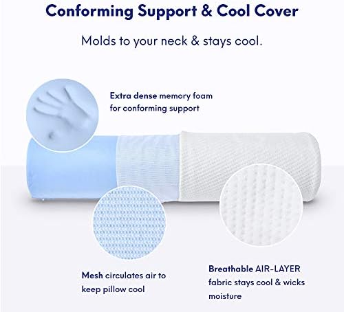 C CUSHION LAB Roll Pillow for Neck Relief - Extra Dense Memory Foam Round Cylinder Bolster for Cervical Support, Spondylosis, Neck Pain Relief, & Spine Lumbar Traction - Washable Cover & Travel Bag - Image 4