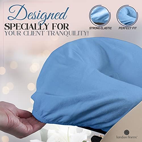 LONDON LINENS Pack of 10, Premium Extra Thick 100% Cotton Flannel Massage Tables Face Cradle Covers Cozies Fitted - Includes 10 pcs (Baby Blue) - Image 4
