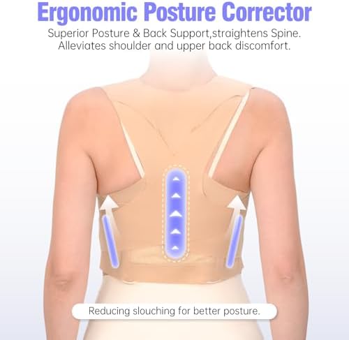 Posture Corrector for Women, Invisible Lightweight Adjustable Back Brace for Neck Shoulder & Upper Back Pain Relief - Improve Posture Correct Scoliosis & Hunchback Under Clothes (Beige, S) - Image 2