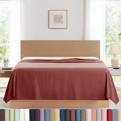 Flat Sheet Only King Size Top Sheet XL Oversized Fit Marsala Terracotta by SouthshoreFineLivingInc