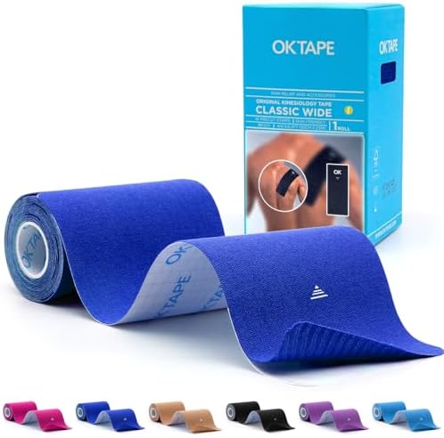 OK TAPE Extra Wide Kinesiology Tape for Shoulder, Back, Precut Strips by OKTAPE