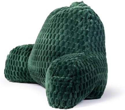 Reading Pillow for Bed, Adults Back Pillow for Sitting up, Husband Pillow for College Dorm, Back Support Cushion with arms for sit up on Couch, Sofa, and Floor, Green by GRASSBROOK