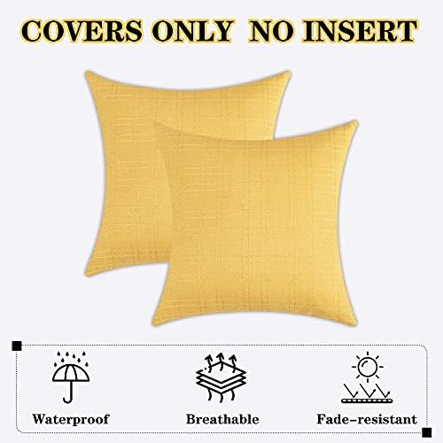 Kevin Textile Outdoor Waterproof 20”x20” Pillow Covers 2 Pack, Yellow - Image 6