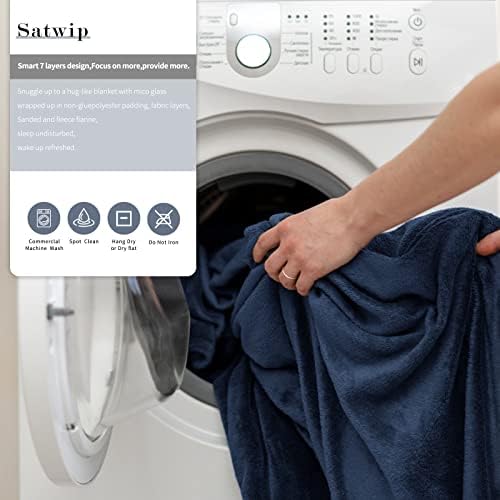 Satwip Weighted Blanket 10 Pounds Blue Fuzzy Warm Flannel Bed Blanket for Adults with Soft Breathable Sanded, 48 x 72 inches, Blue - Image 7
